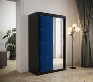 Šatní skříň s posuvnými dveřmi 120 cm TALIA - černá / modrá