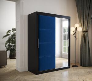 Šatní skříň s posuvnými dveřmi 150 cm TALIA - černá / modrá