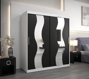 Skříň s posuvnými dveřmi LINA - šířka 180 cm, bílá / černá