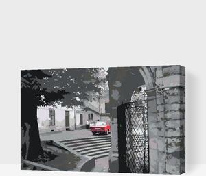 Gario Malování podle čísel Červené auto v šedivé uličce Velikost: 60 x 40 cm, Rámování: Bez vnitřního rámu