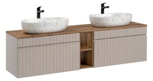 Comad Závěsná skříňka Iconic Lili s deskou a umyvadlem 180 cm kašmírová/dub coast evoke