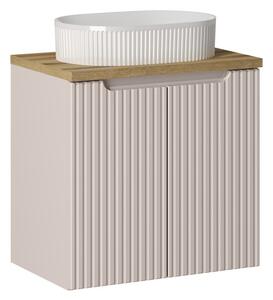 Comad Závěsná skříňka Nova Cashmere Beyond I s deskou a umyvadlem 60 cm kašmírová/dub evoke
