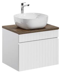 Comad Závěsná skříňka Iconic Smile s deskou a umyvadlem 60 cm bílá/dub santa fe vintage