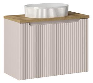 Comad Závěsná skříňka Nova Cashmere Beyond I s deskou a umyvadlem 80 cm kašmír/dub coast evoke