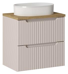 Comad Závěsná skříňka Nova Cashmere Beyond II s deskou a umyvadlem 60 cm kašmírová/dub evoke