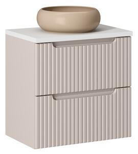Comad Závěsná skříňka Nova Cashmere Wiki II s deskou a umyvadlem 60 cm kašmírová/bílá