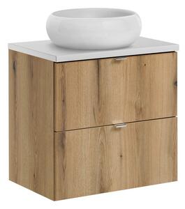 Comad Závěsná skříňka Nova Oak Wiki s deskou a umyvadlem 60 cm dub evoke/bílá