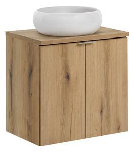 Comad Závěsná skříňka Nova Oak Wiki II s deskou a umyvadlem 60 cm dub evoke