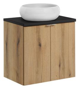 Comad Závěsná skříňka Nova Oak Wiki II s deskou a umyvadlem 60 cm dub evoke/černá