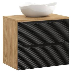 Comad Závěsná skříňka Ocean Cloud I s deskou a umyvadlem 70 cm černá/dub olejovaný