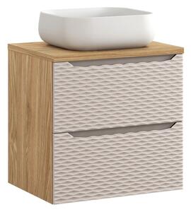 Comad Závěsná skříňka Ocean Nika s deskou a umyvadlem 60 cm béžová/dub olejovaný
