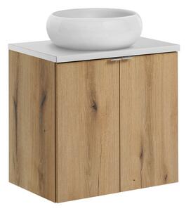 Comad Závěsná skříňka Nova Oak Wiki II s deskou a umyvadlem 60 cm dub evoke/bílá