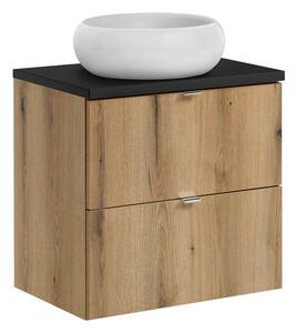 Comad Závěsná skříňka Nova Oak Wiki s deskou a umyvadlem 60 cm dub evoke/černá