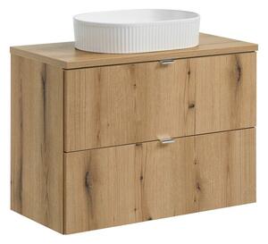 Comad Závěsná skříňka Nova Oak Beyond s deskou a umyvadlem 80 cm dub coast evoke