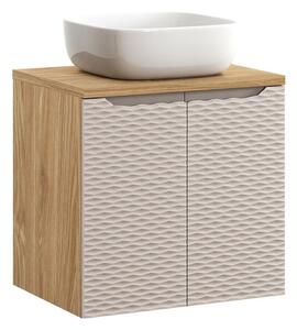 Comad Závěsná skříňka Ocean Smile II s deskou a umyvadlem 60 cm béžová/dub olejovaný