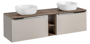 Comad Závěsná skříňka SantaFe Smile s deskou a umyvadlem 180 cm taupe/dub santa fe vintage
