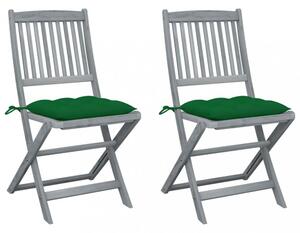 Skládací zahradní židle s poduškami 2 ks šedá Dekorhome Vínová