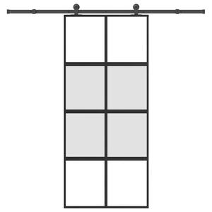 Posuvné dveře s kováním 90x205 cm tvrzeného sklo a hliník 3333011