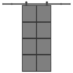 Posuvné dveře s kováním 90x205 cm tvrzeného sklo a hliník 3333023