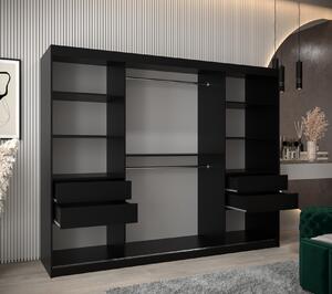 Skříň s posuvnými dveřmi MILANA - šířka 250 cm, černá / dub artisan