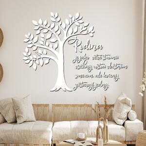 Dřevo života | Dřevěný strom Rodina jsou kořeny | Rozměry (cm): 53x40 | Barva: Bílá