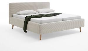 Čalouněná postel taupe 140 x 200 cm manšestr písková