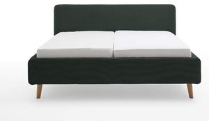 Čalouněná postel taupe 140 x 200 cm manšestr zelená