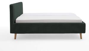 Čalouněná postel taupe s úložným prostorem 160 x 200 cm manšestr zelená