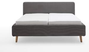 Čalouněná postel taupe 140 x 200 cm manšestr šedá