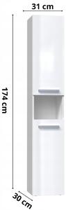 Koupelnová skříňka NEL I 31x30xV174 bílá lesk TOP E SHOP