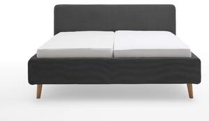 Čalouněná postel taupe 180 x 200 cm manšestr černá