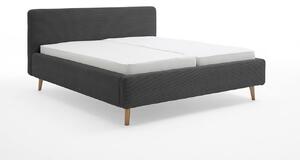 Čalouněná postel taupe 140 x 200 cm manšestr černá