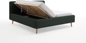 Čalouněná postel taupe s úložným prostorem 160 x 200 cm manšestr zelená