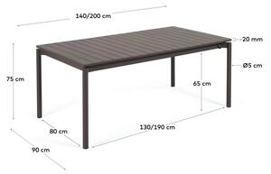 Zahradní rozkládací stůl tana 140 (200) x 90 cm černý