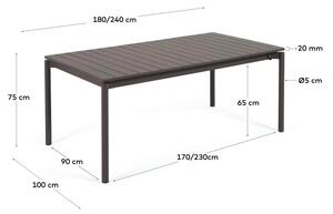 Zahradní rozkládací stůl tana 180 (240) x 100 cm černý
