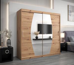 Šatní skříň LILIANA - šířka 200 cm, dub artisan
