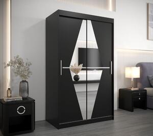 Šatní skříň se zrcadlem KAMILA - šířka 120 cm, černá