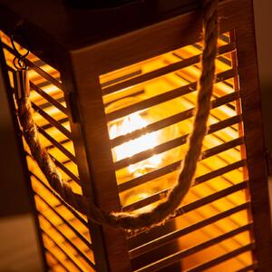 Stolní lucerna Wismar plast ve vzhledu dřeva 29,5 cm