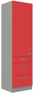 Potravinová skříň se šuplíky ULLERIKE - šířka 60 cm, červená / šedá