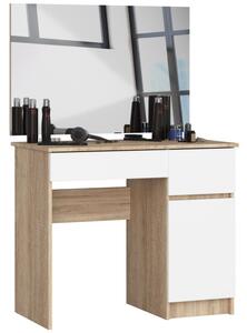 Toaletní stolek se zrcadlem CLP P-2/SL 900x600 pravý, dub sonoma/bílý