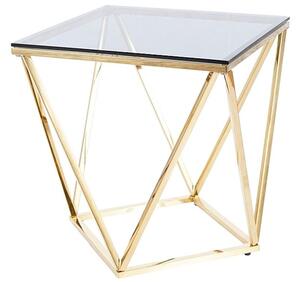 Designový odkládací stolek SULO - sklo / zlatý