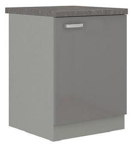 Kuchyně do paneláku 180/180 cm RONG 3 - šedá / lesklá šedá + LED, dřez a pracovní deska ZDARMA