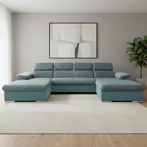 Sedací souprava COOL III | 191x350x191 cm | rozkládací + 2x úložný prostor | světle modrá 15/30