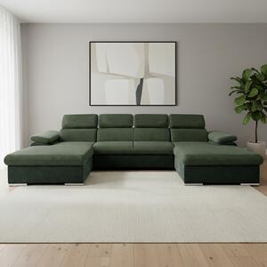 Sedací souprava COOL III | 191x350x191 cm | rozkládací + 2x úložný prostor | tmavě zelená 11/31