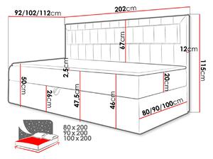 Boxspringová jednolůžková postel 100x200 RAMIRA 2 - bílá ekokůže / hnědá 2 + topper ZDARMA