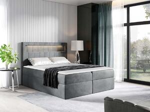 Americká dvoulůžková postel 140x200 RODRIGO - šedá + topper a LED osvětlení ZDARMA