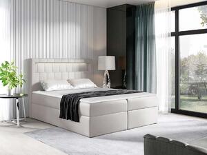 Americká jednolůžková postel 120x200 RODRIGO - bílá ekokůže + topper a LED osvětlení ZDARMA