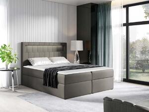Americká dvoulůžková postel 200x200 RODRIGO - šedá ekokůže + topper a LED osvětlení ZDARMA