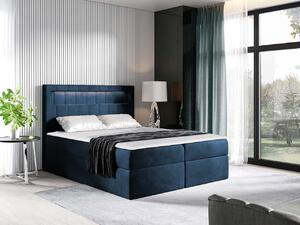 Americká dvoulůžková postel 200x200 RODRIGO - modrá + topper a LED osvětlení ZDARMA