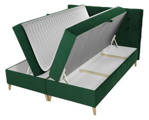 Boxspringová dvojlůžková postel 200x200 SERAFIN - krémová + topper ZDARMA